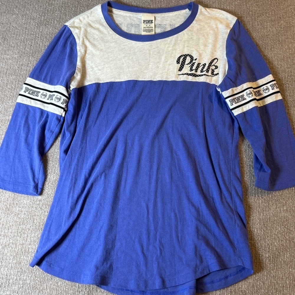 Blue and Gray PINK Logo Long Sleeve Shirt 1517